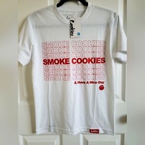 Cookies White Graphic Tee Cotton Unisex Men's Shirt Size Small